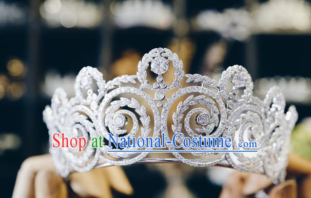 Baroque Zircon Royal Crown European Princess Headwear Handmade Wedding Luxury Jewelry Accessories