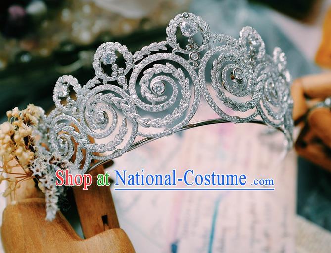 Baroque Zircon Royal Crown European Princess Headwear Handmade Wedding Luxury Jewelry Accessories