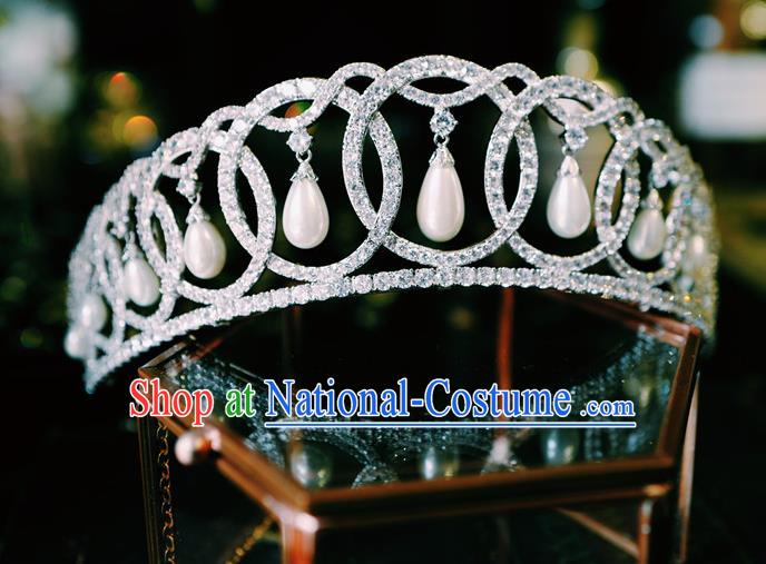 Baroque Princess Zircon Royal Crown European Wedding Bride Hair Accessories Court Hair Jewelry