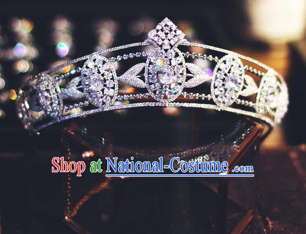 Baroque Princess Zircon Royal Crown Court Hair Jewelry European Wedding Bride Hair Accessories