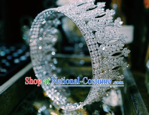 Baroque Court Hair Jewelry European Wedding Bride Hair Accessories Princess Zircon Round Royal Crown