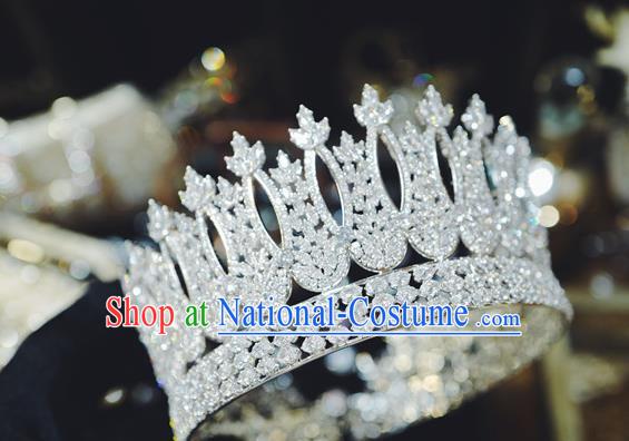 Baroque Court Hair Jewelry European Wedding Bride Hair Accessories Princess Zircon Round Royal Crown