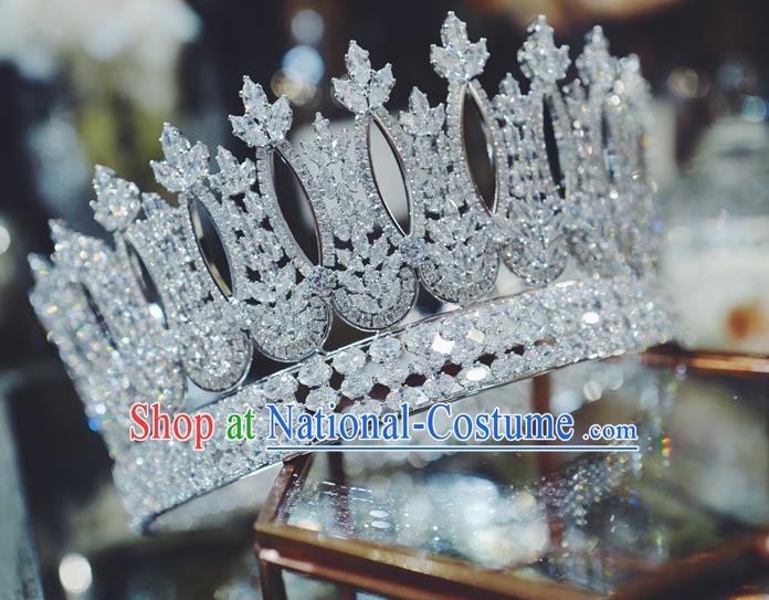 Baroque Court Hair Jewelry European Wedding Bride Hair Accessories Princess Zircon Round Royal Crown