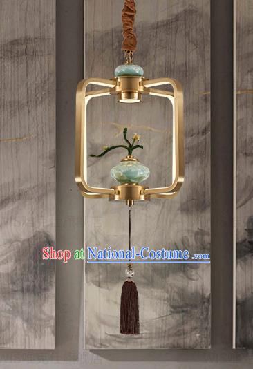 Chinese Traditional Handmade Ceiling Lantern Classical Ceramics Vase Lamp