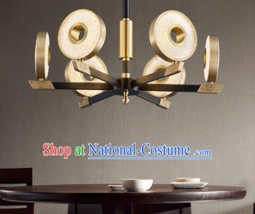 Chinese Traditional Classical Brass Lamp Handmade Six Light Ceiling Lantern