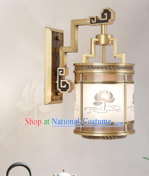 Top Grade Chinese Traditional Handmade Brass Wall Lantern Classical Printing Lotus Palace Lanterns