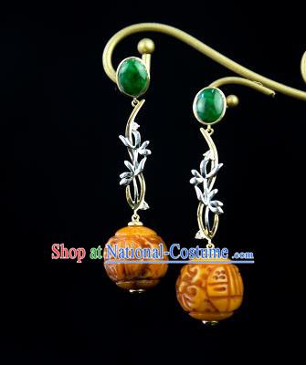 Top Grade Chinese Traditional Classical Argent Orchid Earrings Handmade Beeswax Ear Jewelry Accessories