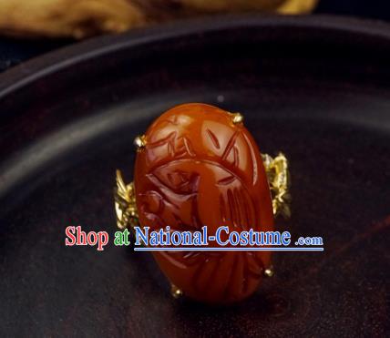 Chinese Traditional Carving Beeswax Ring Ancient Wedding Jewelry Accessories