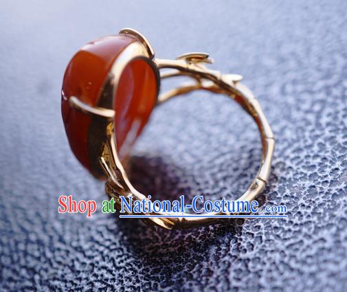 Chinese Traditional Carving Beeswax Ring Ancient Wedding Jewelry Accessories