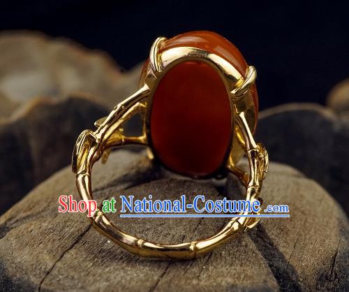 Chinese Traditional Carving Beeswax Ring Ancient Wedding Jewelry Accessories