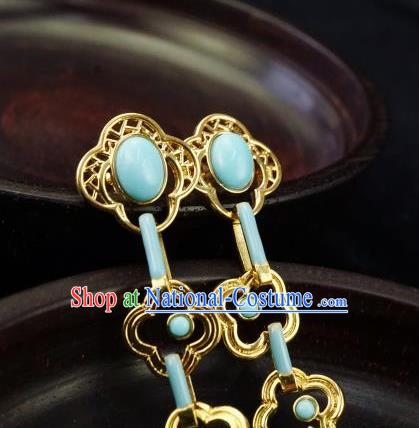 Top Grade Chinese Classical Court Earrings Traditional Handmade Ear Jewelry Qing Dynasty Beeswax Accessories