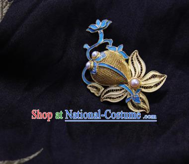 China Classical Cheongsam Goldfish Brooch Traditional Handmade Pearls Breastpin