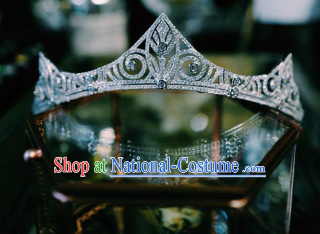 European Princess Birthday Zircon Headwear Baroque Bride Crystal Royal Crown Handmade Wedding Jewelry Accessories