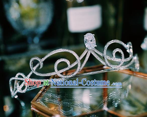 Handmade Wedding Crystal Jewelry Accessories Baroque Bride Zircon Royal Crown European Princess Argent Hair Clasp