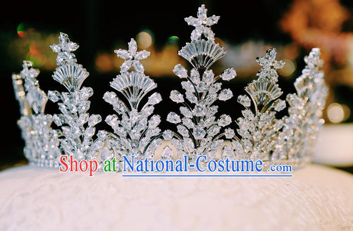 Handmade Baroque Bride Wedding Zircon Royal Crown Crystal Jewelry Accessories European Princess Headwear