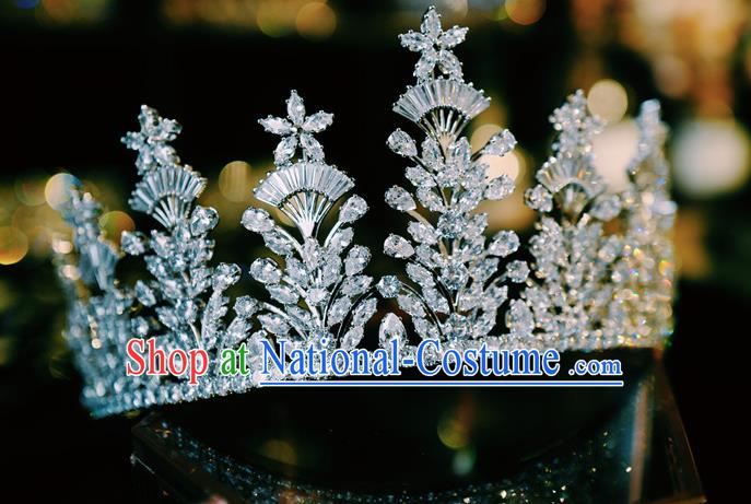 Handmade Baroque Bride Wedding Zircon Royal Crown Crystal Jewelry Accessories European Princess Headwear