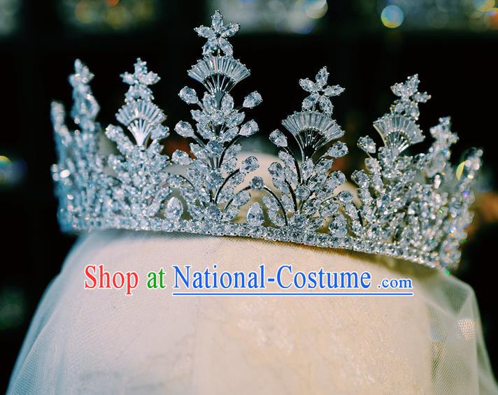 Handmade Baroque Bride Wedding Zircon Royal Crown Crystal Jewelry Accessories European Princess Headwear