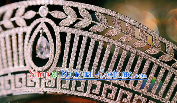 Handmade Baroque Bride Wedding Luxury Zircon Royal Crown European Crystal Jewelry Accessories Princess Headwear