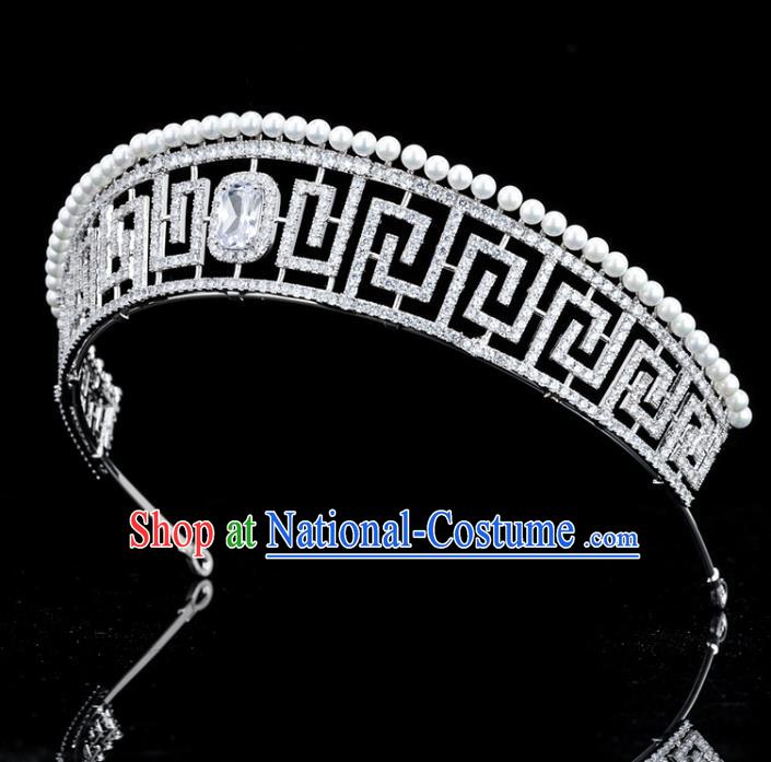 Handmade Baroque Queen Wedding Luxury Zircon Royal Crown European Princess Headwear Jewelry Accessories