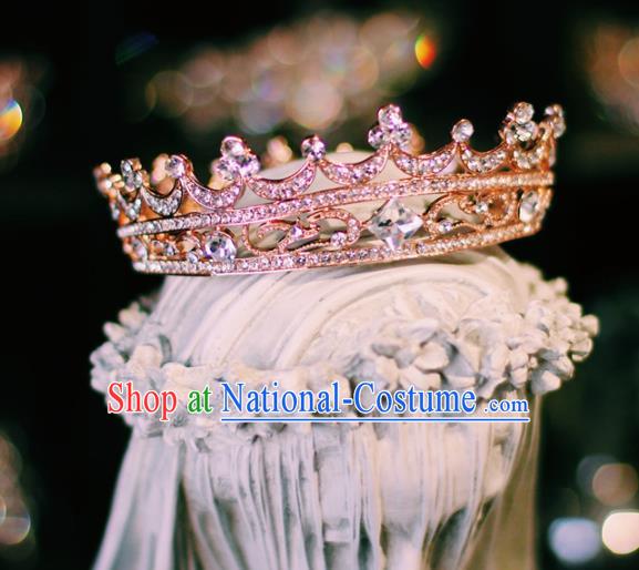 Handmade Women Jewelry Accessories European Princess Headwear Wedding Luxury Round Royal Crown Baroque Zircon Hair Clasp