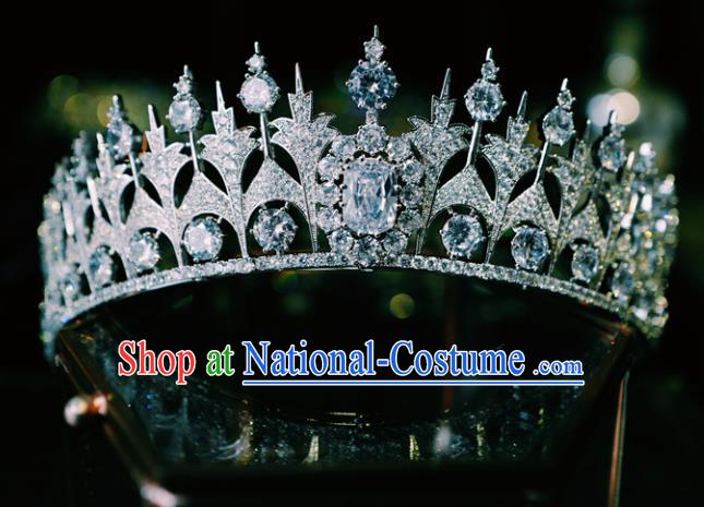 Handmade European Princess Headwear Wedding Luxury Royal Crown Baroque Zircon Hair Clasp Women Jewelry Accessories