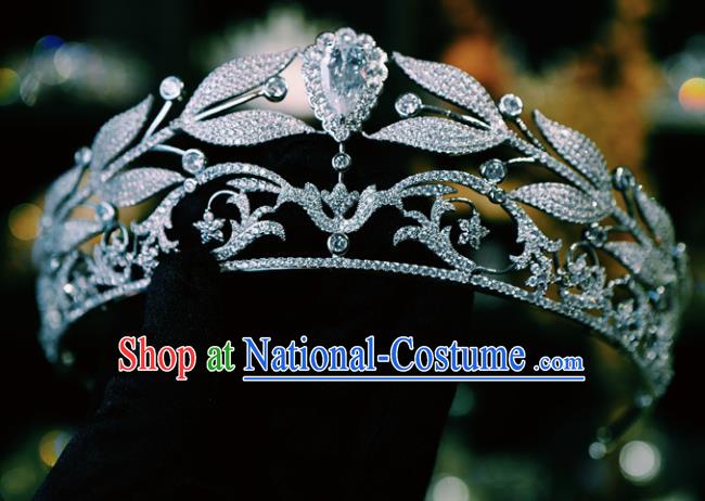 Handmade Wedding Luxury Royal Crown Baroque Zircon Hair Clasp Women Jewelry Accessories European Princess Headwear