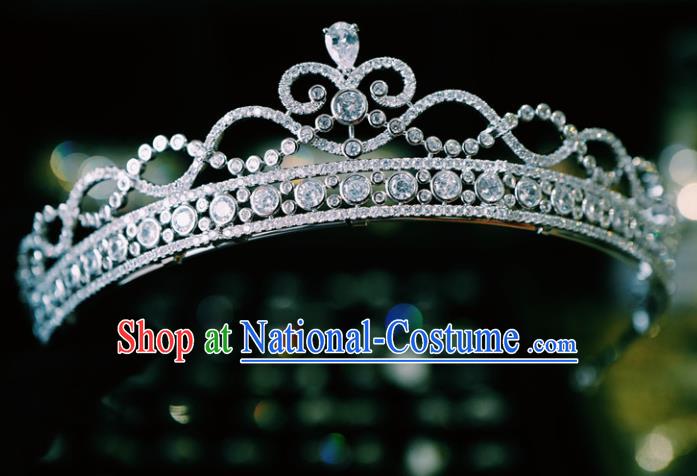 European Princess Headwear Handmade Wedding Luxury Zircon Royal Crown Baroque Hair Clasp Women Jewelry Accessories