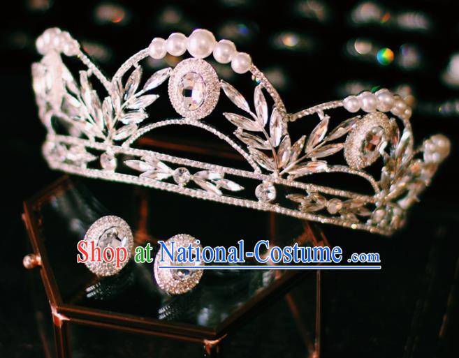 Handmade Luxury Zircon Royal Crown Baroque Wedding Women Jewelry Accessories European Princess Headwear