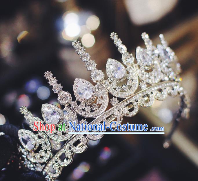 Baroque Princess Wedding Jewelry Accessories European Bride Headwear Handmade Women Luxury Zircon Royal Crown