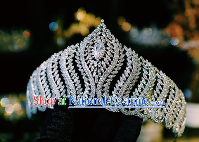 European Bride Headwear Handmade Women Luxury Zircon Royal Crown Baroque Princess Wedding Jewelry Accessories