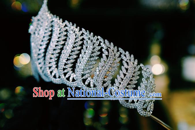 European Bride Headwear Handmade Women Luxury Zircon Royal Crown Baroque Princess Wedding Jewelry Accessories