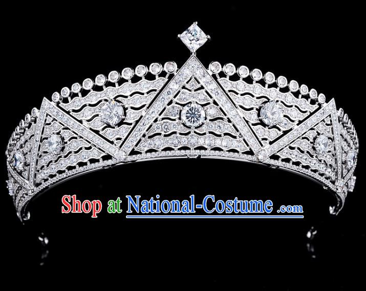 European Retro Hair Accessories Bride Zircon Royal Crown Wedding Princess Jewelry