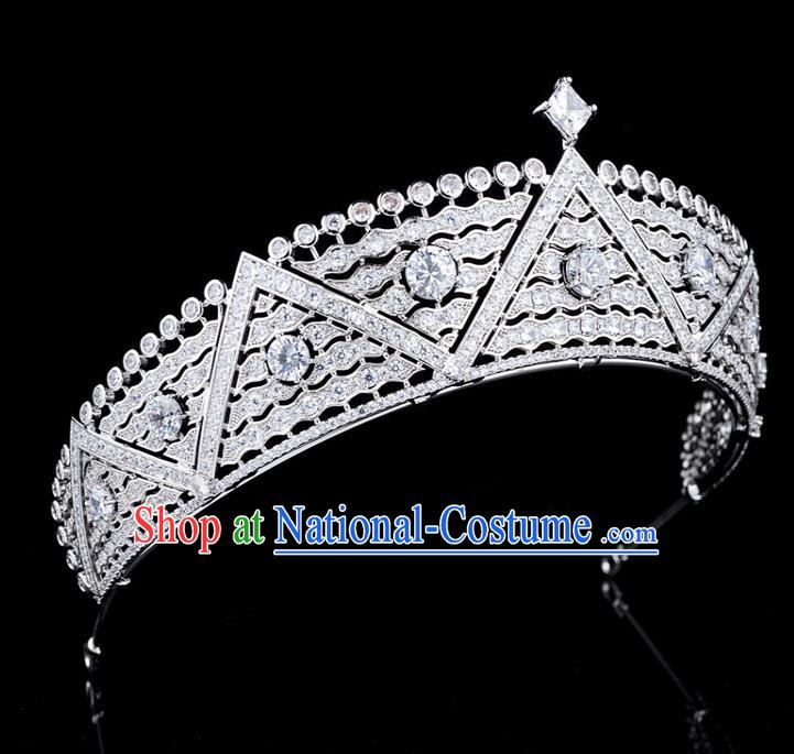 European Retro Hair Accessories Bride Zircon Royal Crown Wedding Princess Jewelry