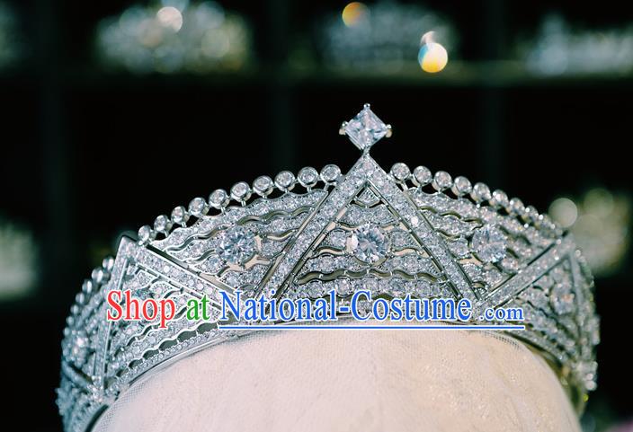 European Retro Hair Accessories Bride Zircon Royal Crown Wedding Princess Jewelry