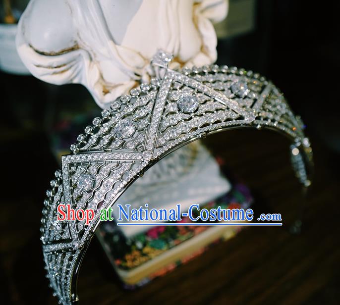 European Retro Hair Accessories Bride Zircon Royal Crown Wedding Princess Jewelry