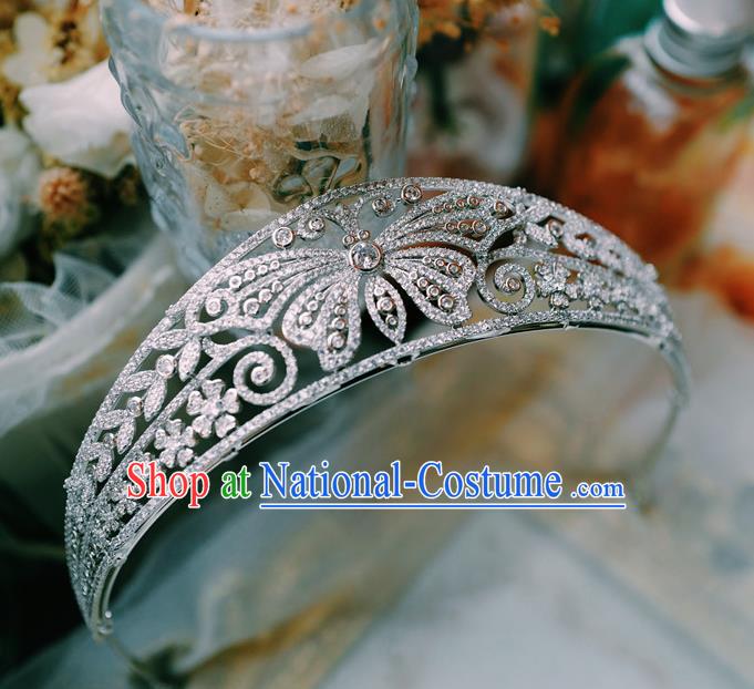 Top European Retro Zircon Butterfly Royal Crown Bride Headwear Princess Wedding Jewelry Accessories