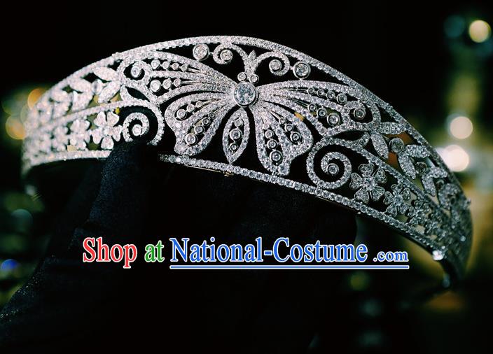 Top European Retro Zircon Butterfly Royal Crown Bride Headwear Princess Wedding Jewelry Accessories