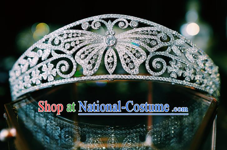 Top European Retro Zircon Butterfly Royal Crown Bride Headwear Princess Wedding Jewelry Accessories