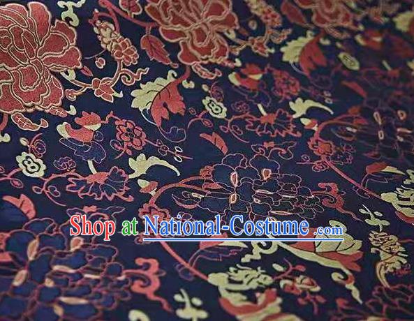 Chinese Classical Peony Pattern Design Purple Song Brocade Fabric Asian Traditional Silk Material