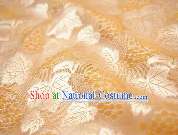 Chinese Classical Grape Leaf Pattern Design Orange Mulberry Silk Fabric Asian Traditional Cheongsam Silk Material