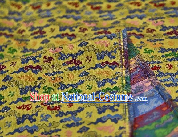 Chinese Classical Clouds Pattern Design Yellow Song Brocade Fabric Asian Traditional Silk Material