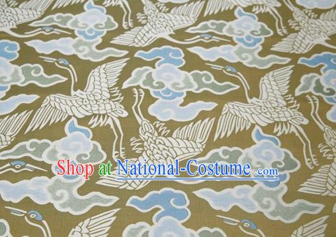 Chinese Classical Cloud Crane Pattern Design Golden Song Brocade Fabric Asian Traditional Silk Material