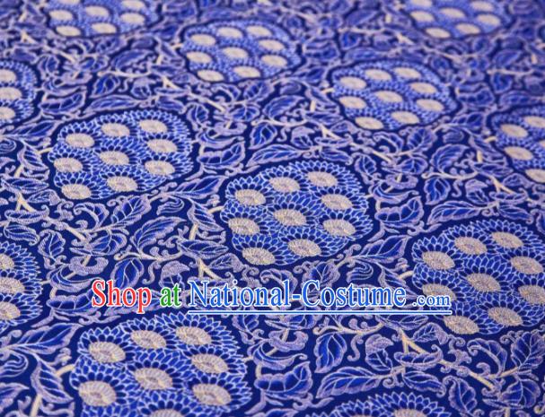 Chinese Classical Lotus Pattern Design Royalblue Song Brocade Fabric Asian Traditional Silk Material