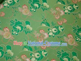 Chinese Classical Flowers Pattern Design Green Song Brocade Fabric Asian Traditional Silk Material