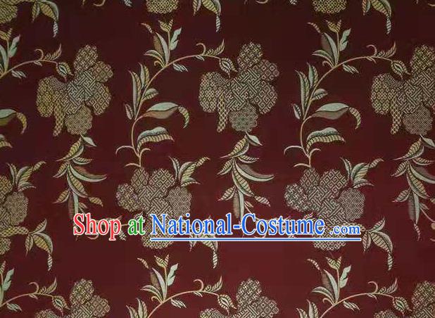 Chinese Classical Flowers Pattern Design Purplish Red Song Brocade Fabric Asian Traditional Silk Material