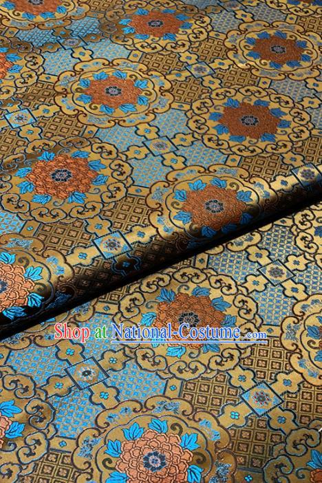 Chinese Classical Lotus Flowers Pattern Design Golden Brocade Fabric Asian Traditional Satin Tang Suit Silk Material