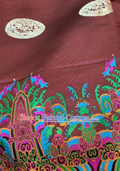 Chinese Classical Pattern Design Purplish Red Brocade Fabric Asian Traditional Satin Tang Suit Silk Material