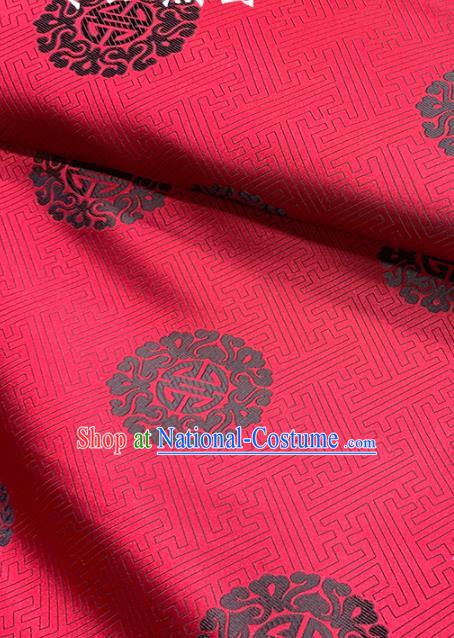 Chinese Classical Lucky Pattern Design Red Brocade Fabric Asian Traditional Satin Tang Suit Silk Material