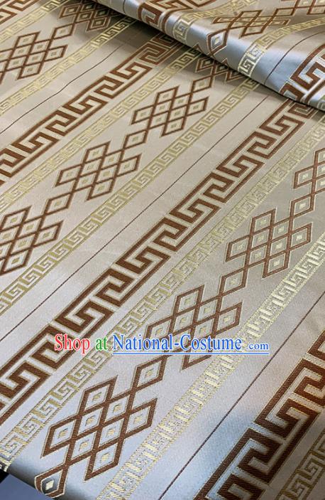 Chinese Classical Pattern Design Light Khaki Brocade Fabric Asian Traditional Satin Tang Suit Silk Material