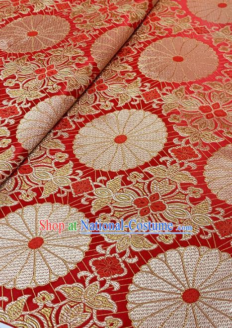 Chinese Classical Sunflower Pattern Design Red Brocade Fabric Asian Traditional Satin Tang Suit Silk Material